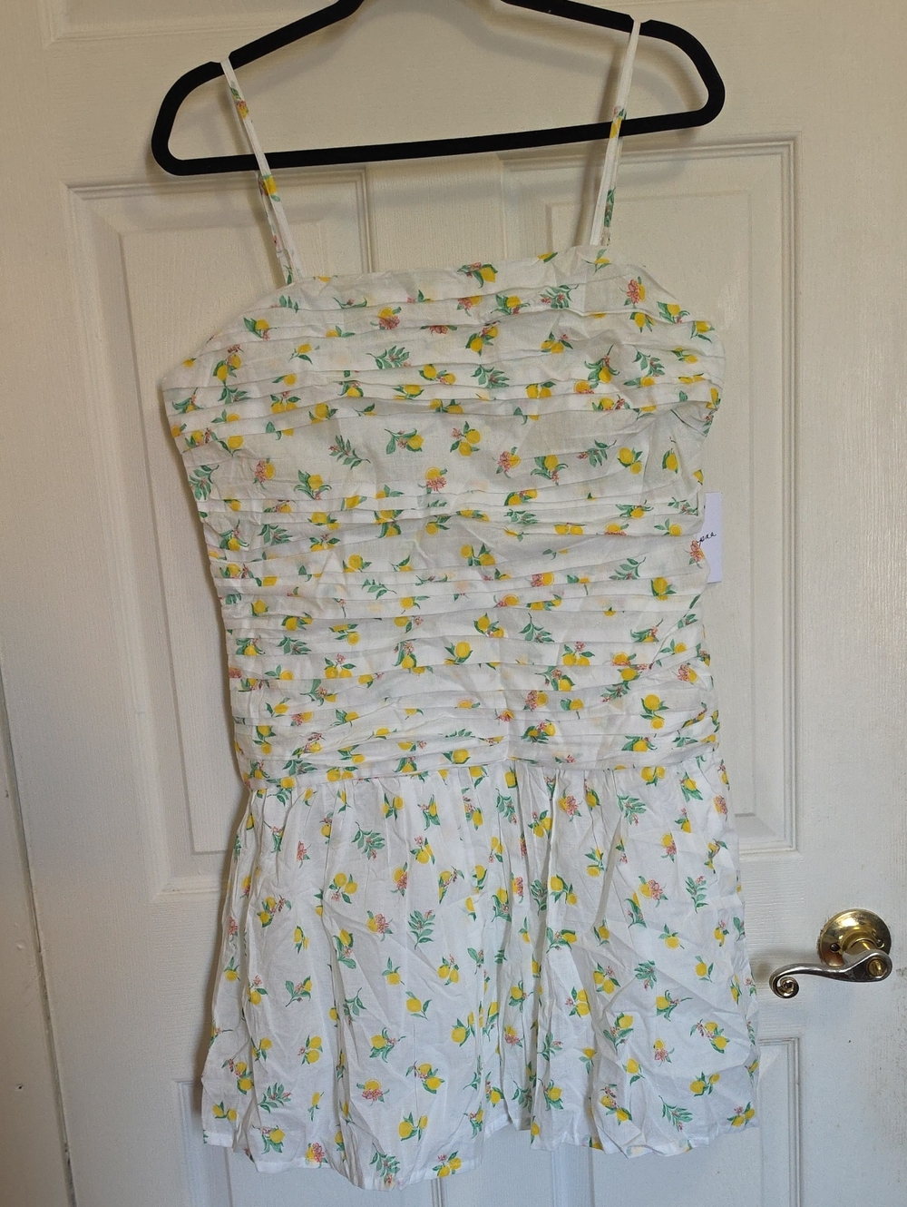 Japna White Mini Dress with Yellow Lemon Print